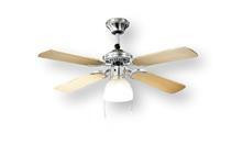 Perenz 7064CR Ventilatore da Soffitto 105CM 4 Pale Cromo-Legno Chiaro con Luce
