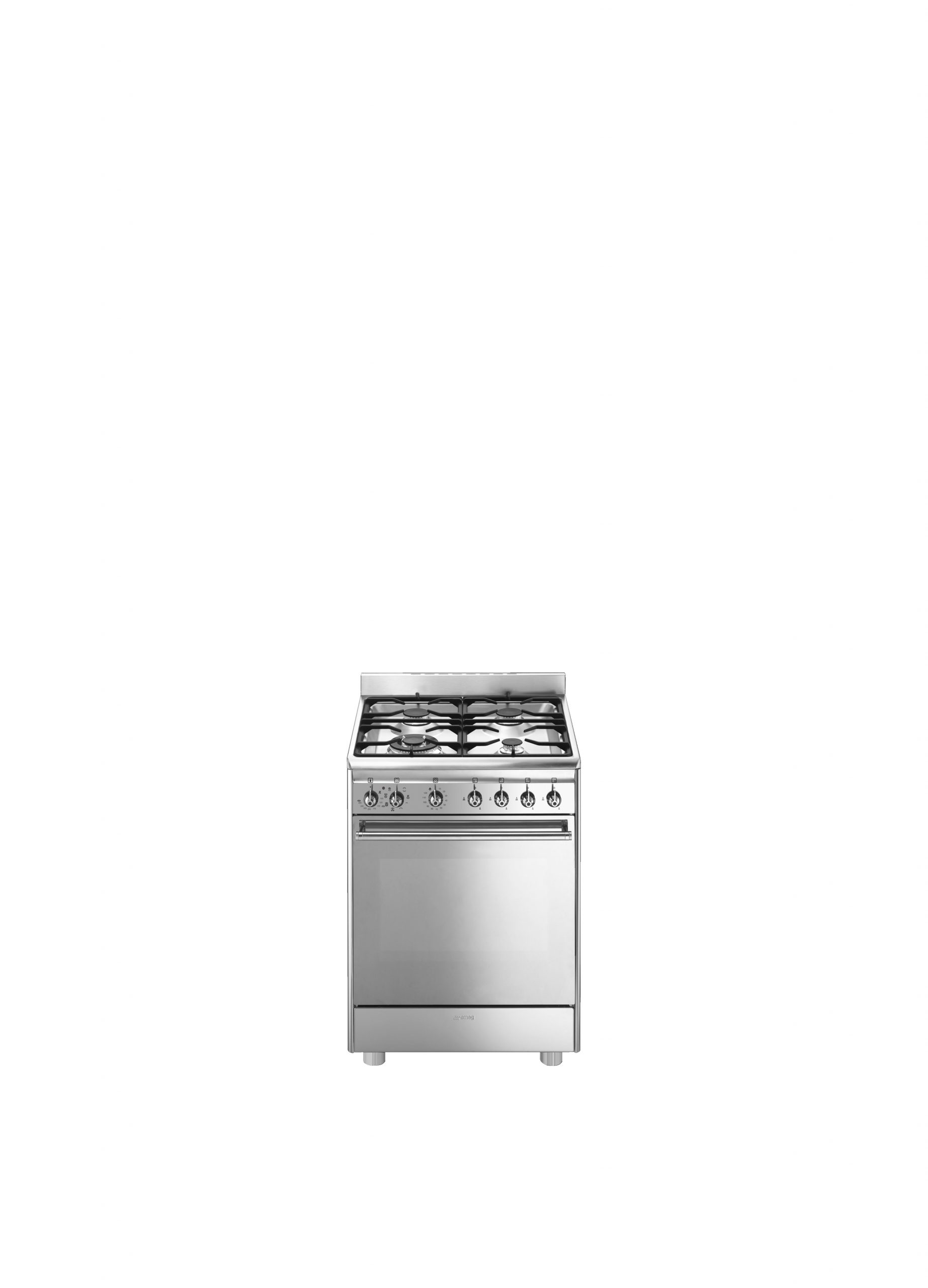 Smeg CX68MF82 Inox Cucina 60CM 4 Fuochi a Gas con Forno Elettrico 72 Litri
