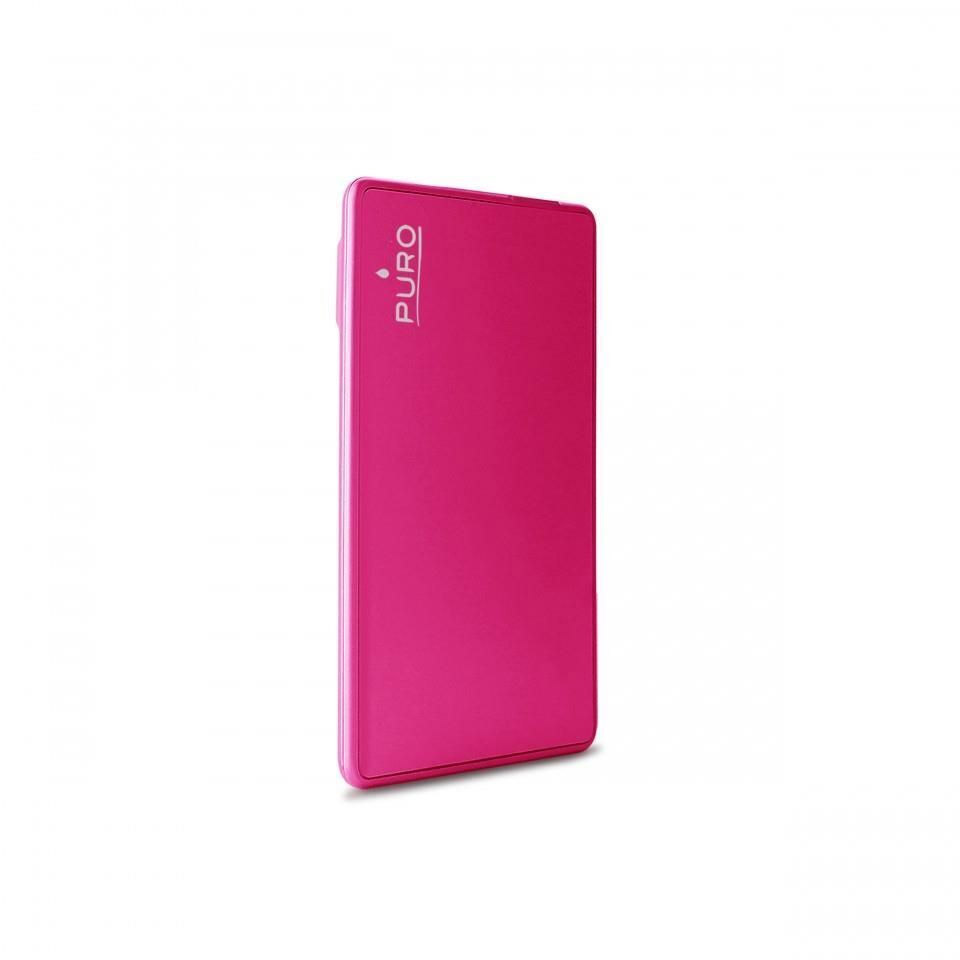 Puro BB33P1PNK Rosa Powerbank Ultraslim 3300mAh con Cavo