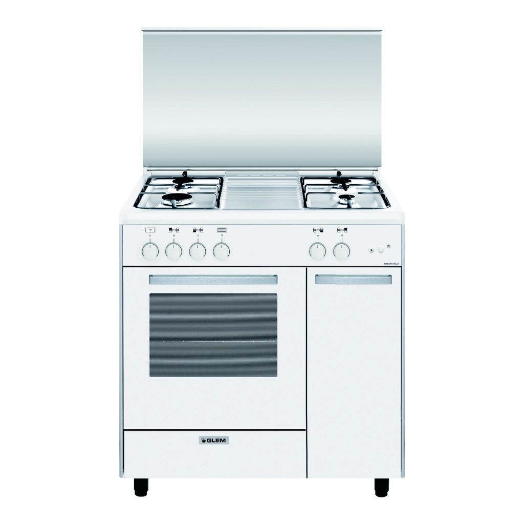 Glem AS854GX Bianco Alpha Cucina 80CM 4 Fuochi a Gas Forno a Gas