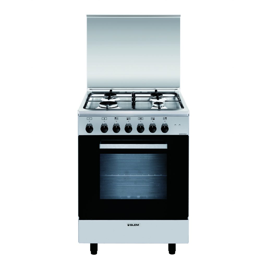Glem A654MI6 Inox Cucina 60CM 4 Fuochi a Gas con Forno Elettrico con 6 Funzioni