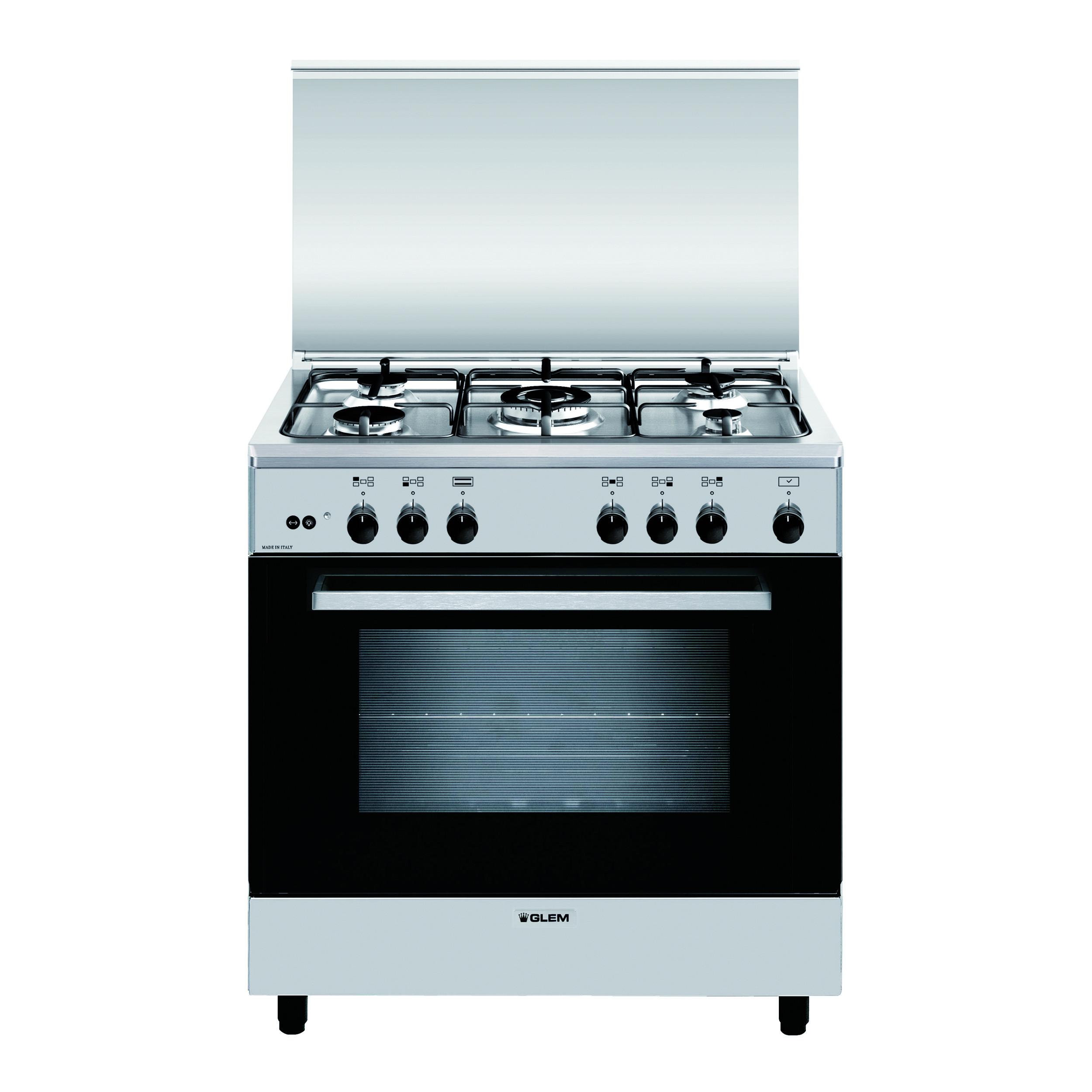 Glem A855GI Inox Alpha Cucina 80CM 4 Fuochi a Gas 1 Tripla Corona Forno a Gas