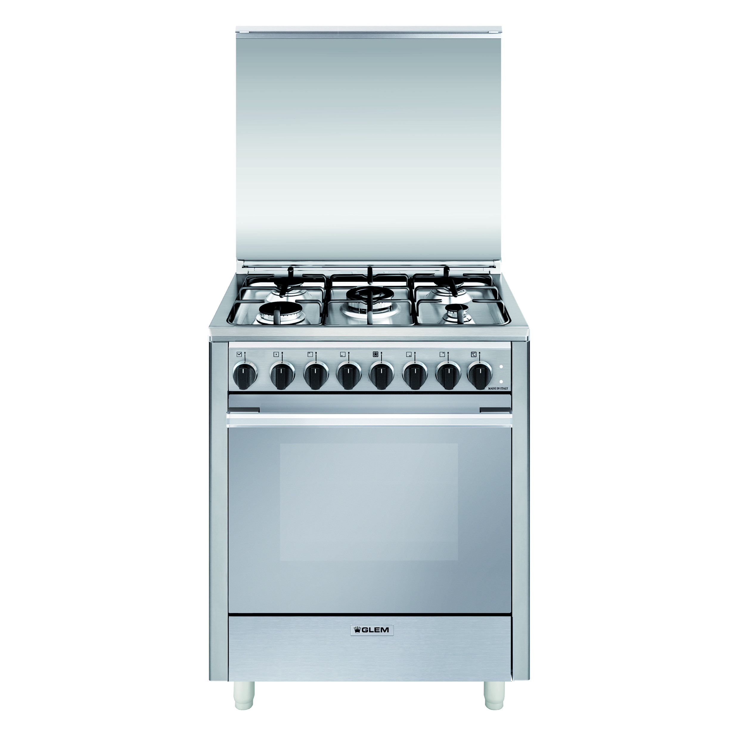 Glem U765MI6 Inox Cucina 70CM 5 Fuochi a Gas Forno Elettrico con 6 Funzioni