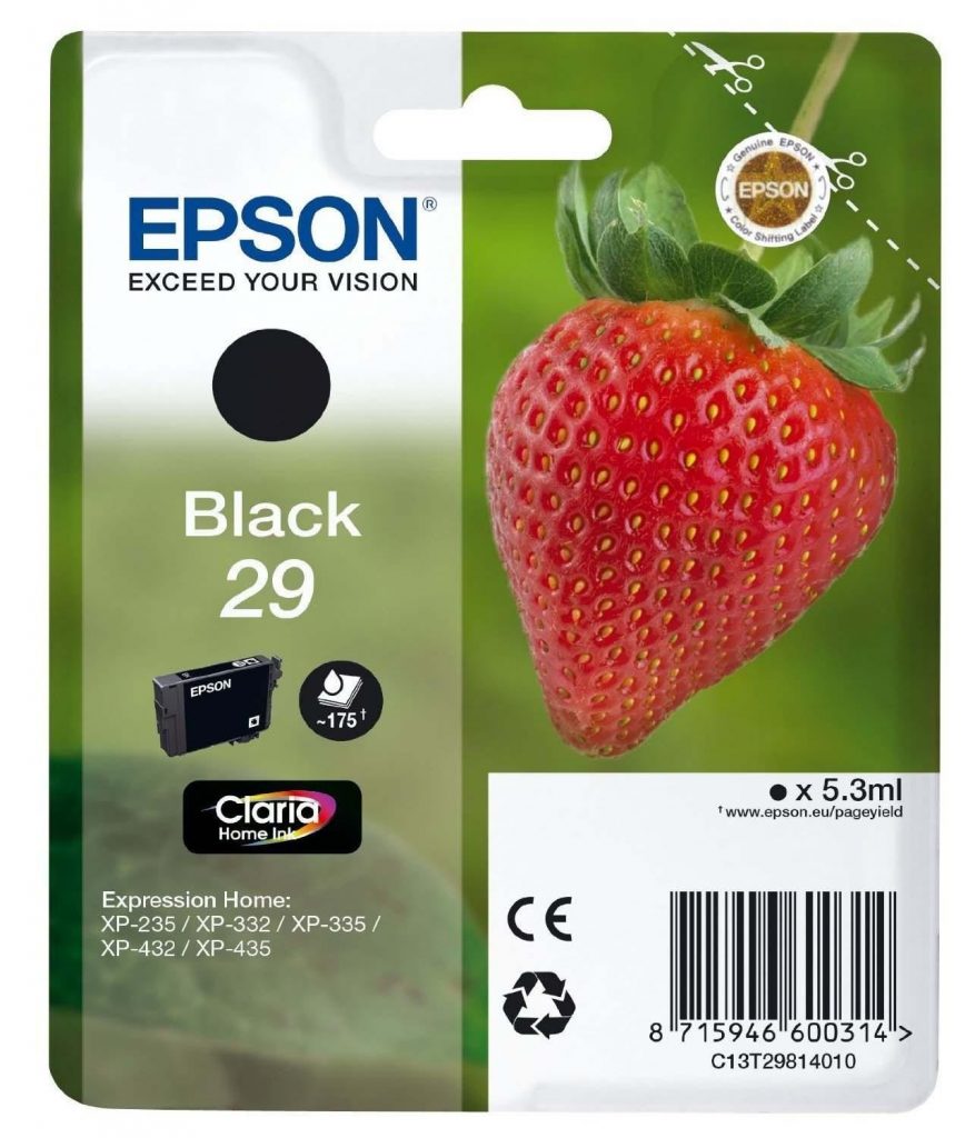 Epson Serie Fragola 29 Nero Cartuccia Inchiostro Originale