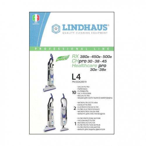 Lindhaus L4 Confezione 10 Sacchi Filtro - 2 Microfiltri e 1 Filtro Motore per RX