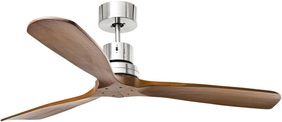 Perenz 7142CR Ventilatore a Soffitto Cromo 3 Pale in Legno
