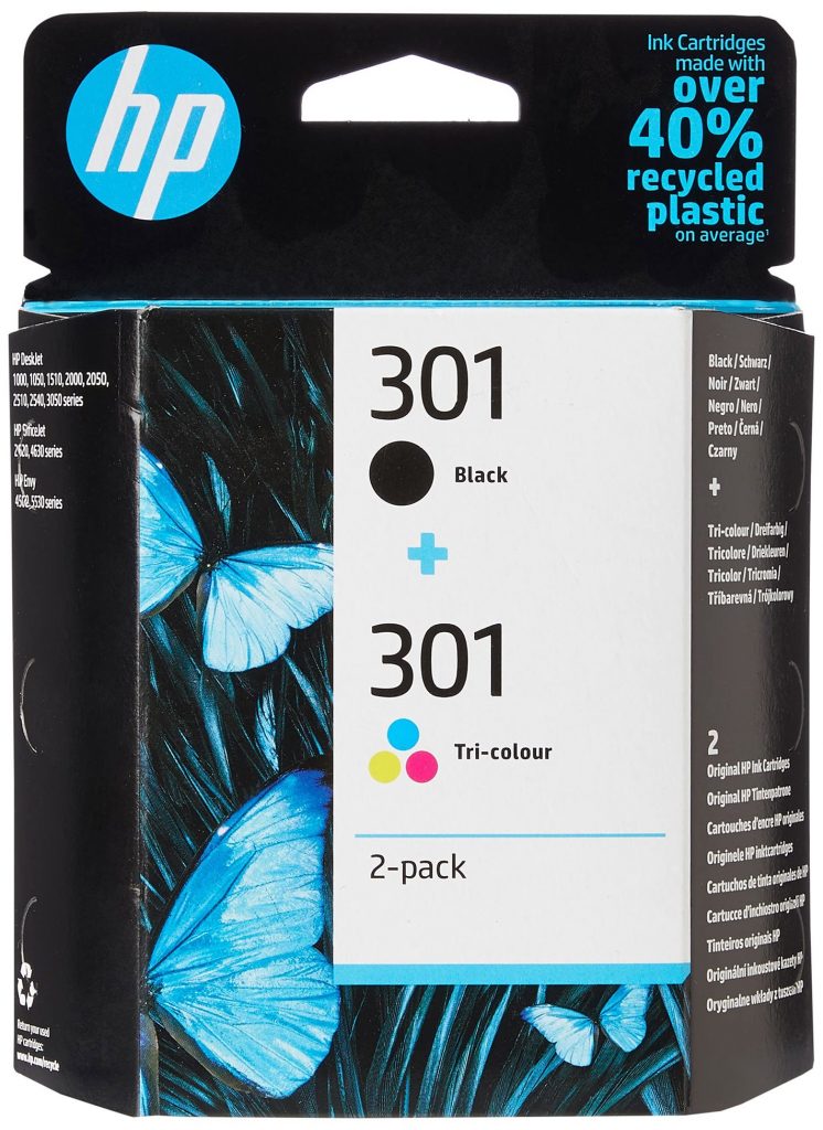 HP 301 Combo Pack Confezione Cartucce Originali Inchiostro Nero e Tricromia