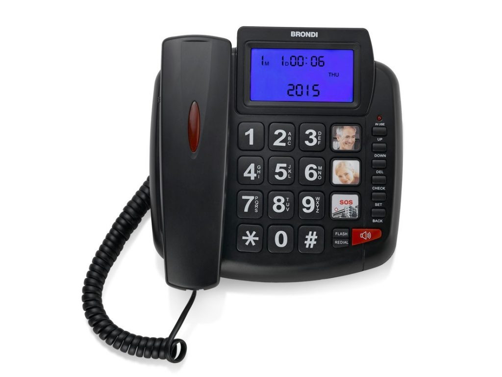 Brondi Bravo 90 LCD Nero Telefono Fisso con Vivavoce e Tasti Grandi