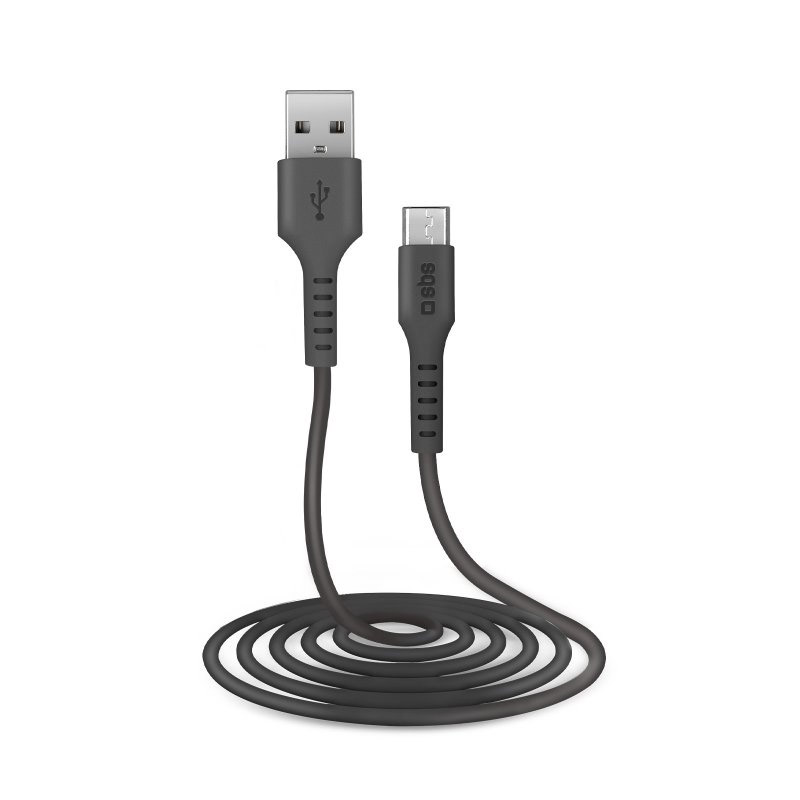 SBS TECABLEMICRO2K Cavo Dati 2 MT Nero Connettori da USB a Micro-USB