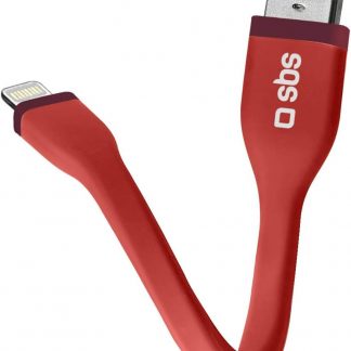 SBS TECABLELIGSHFLATR Rosso Cavo Dati e Ricarica USB-C a Lightning 12 CM