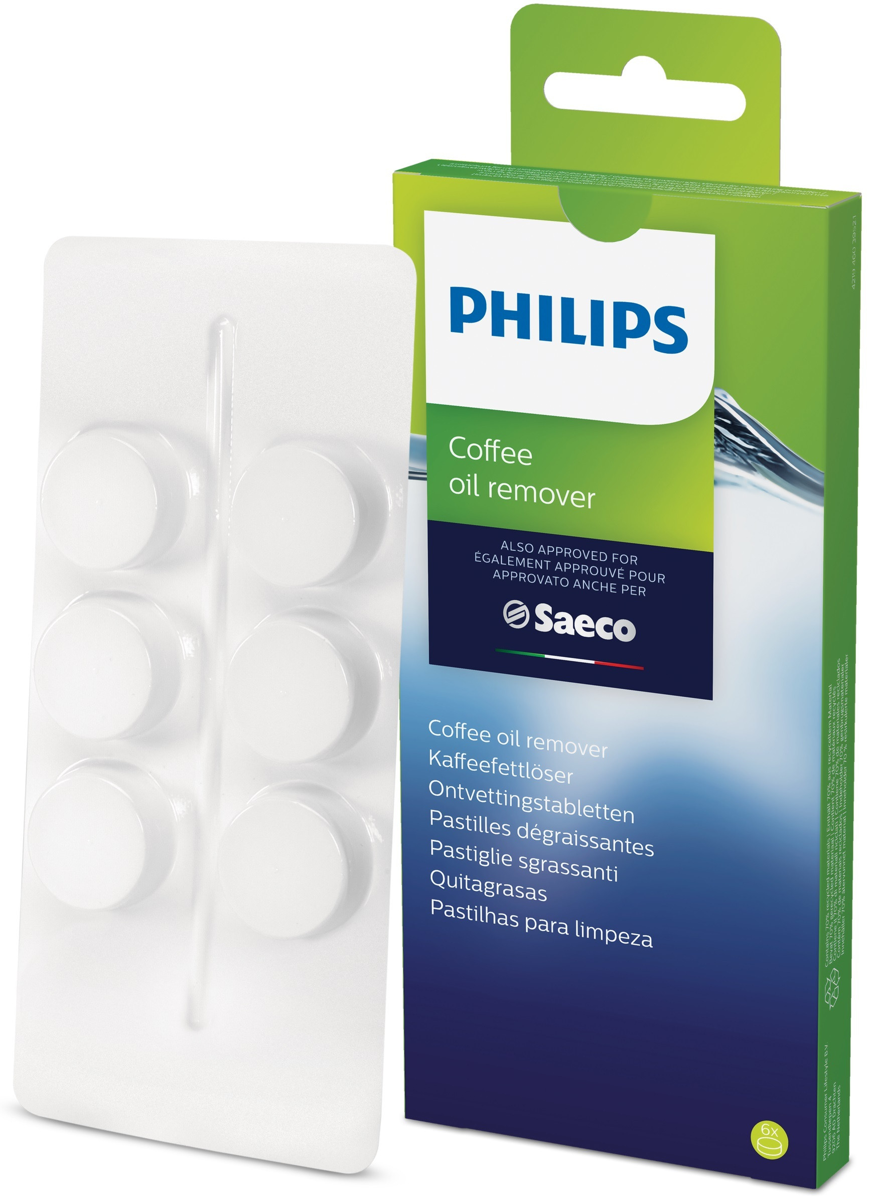Philips CA670410 Pastiglie Sgrassanti per Macchine Caffe Espresso 6 Pezzi