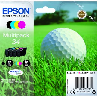 Epson T3466 Serie Pallina da Golf Multipack 4 Cartucce Ink Jet BK-C-M-Y