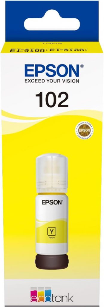 Epson 102 Flacone Inchiostro Giallo 70 ml per Stampanti EcoTank