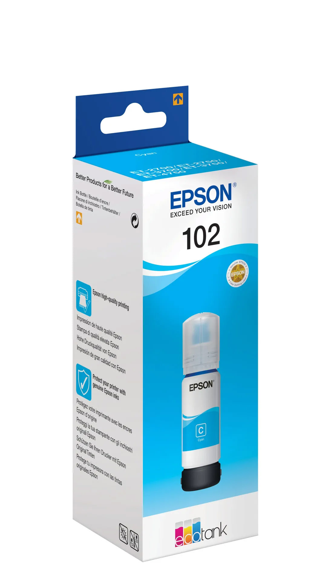 Epson 102 Ciano Flacone Inchiostro 70ml per Stampanti EcoTank