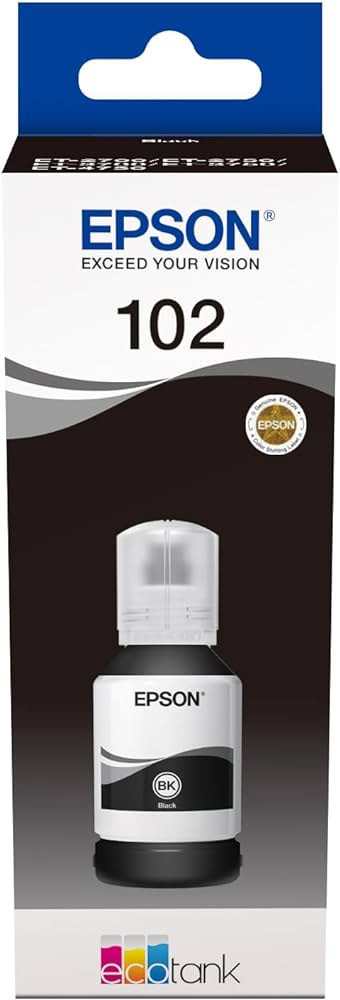 Epson 102 Nero Flacone Inchiostro 70ml per Stampanti EcoTank