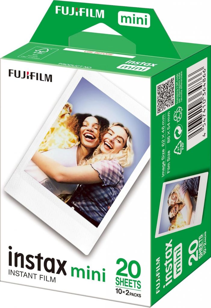 Fuji Color Instax Mini Gloss Pellicola Mono Uso 20 Pezzi 86 x 54 MM