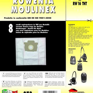 Elettrocasa RW16TNT Sacchetti Aspirapolvere in TNT per Rowenta Moulinex 8 Pezzi