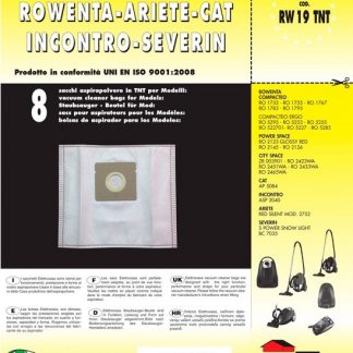 Elettrocasa RW19TNT Confezione 8 Sacchetti in TNT per Aspirapolveri Rowenta
