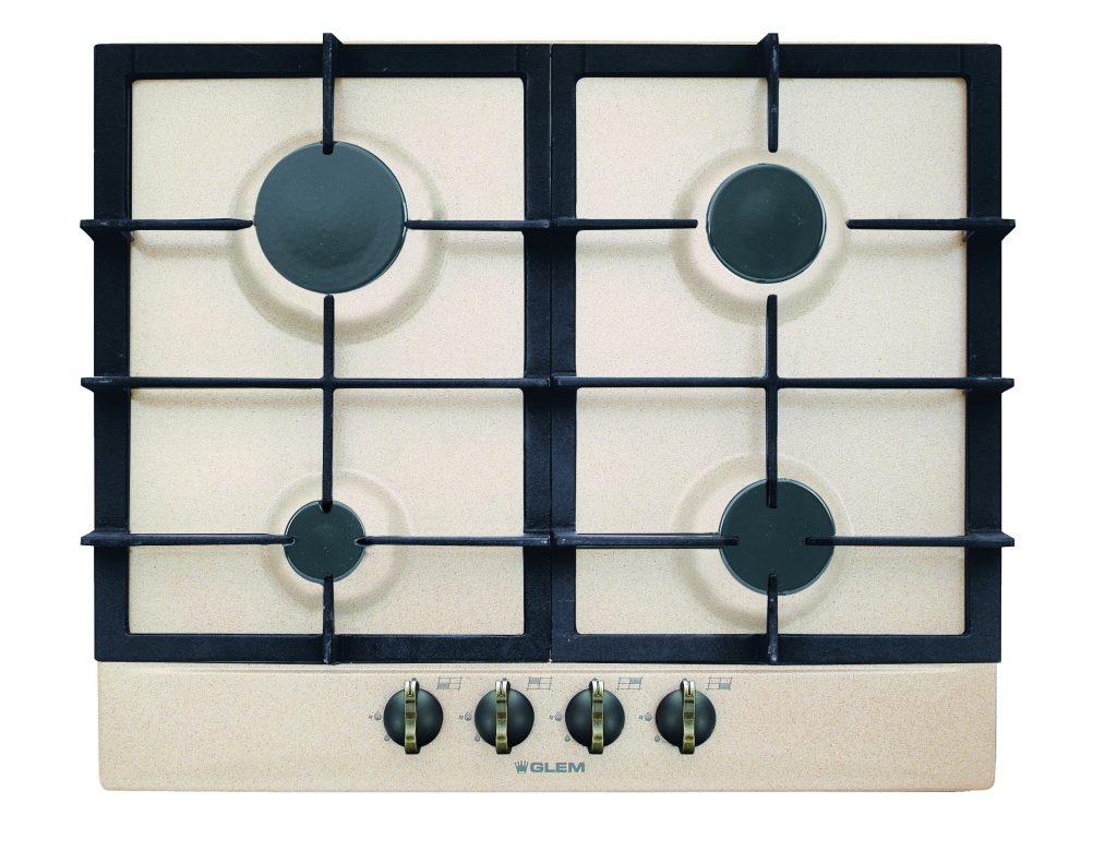 Glem DGP64GHAVE Sabbia Piano Cottura a Gas 60CM 4 Fuochi con Griglie in Ghisa