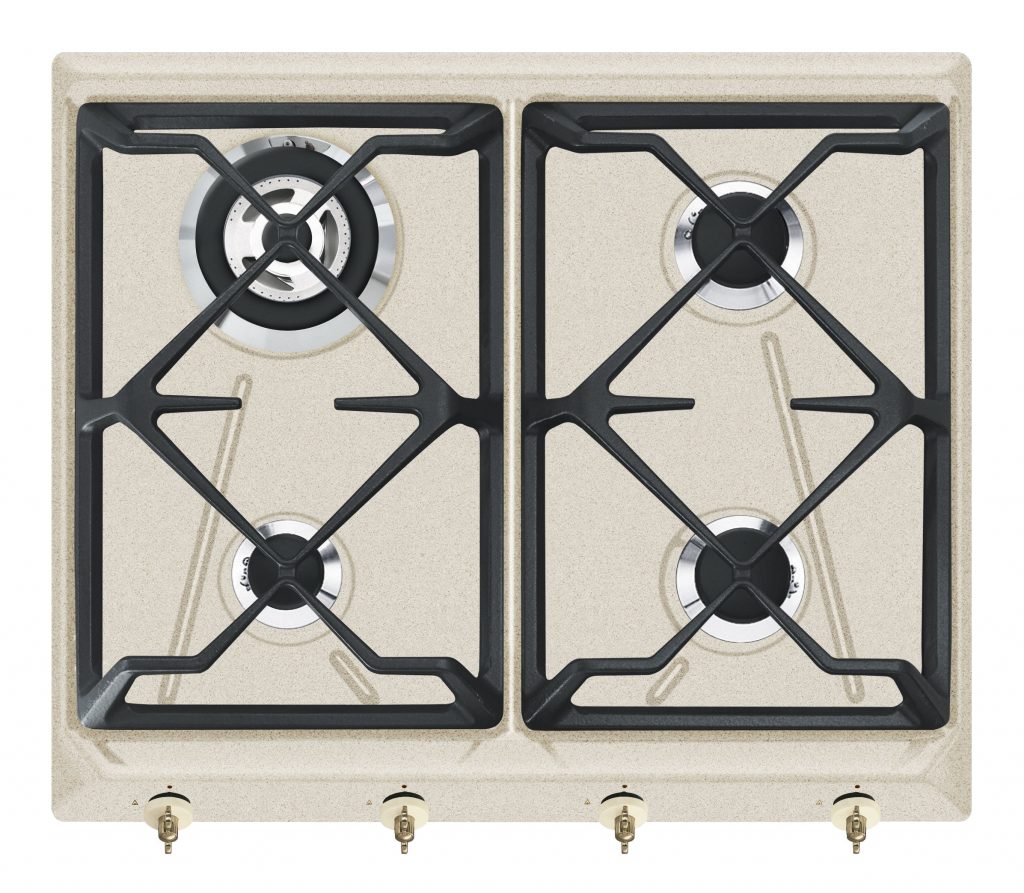 Smeg SRV864AVOGH2 Avena Piano Cottura Gas 60CM 4 Fuochi Griglie in Ghisa