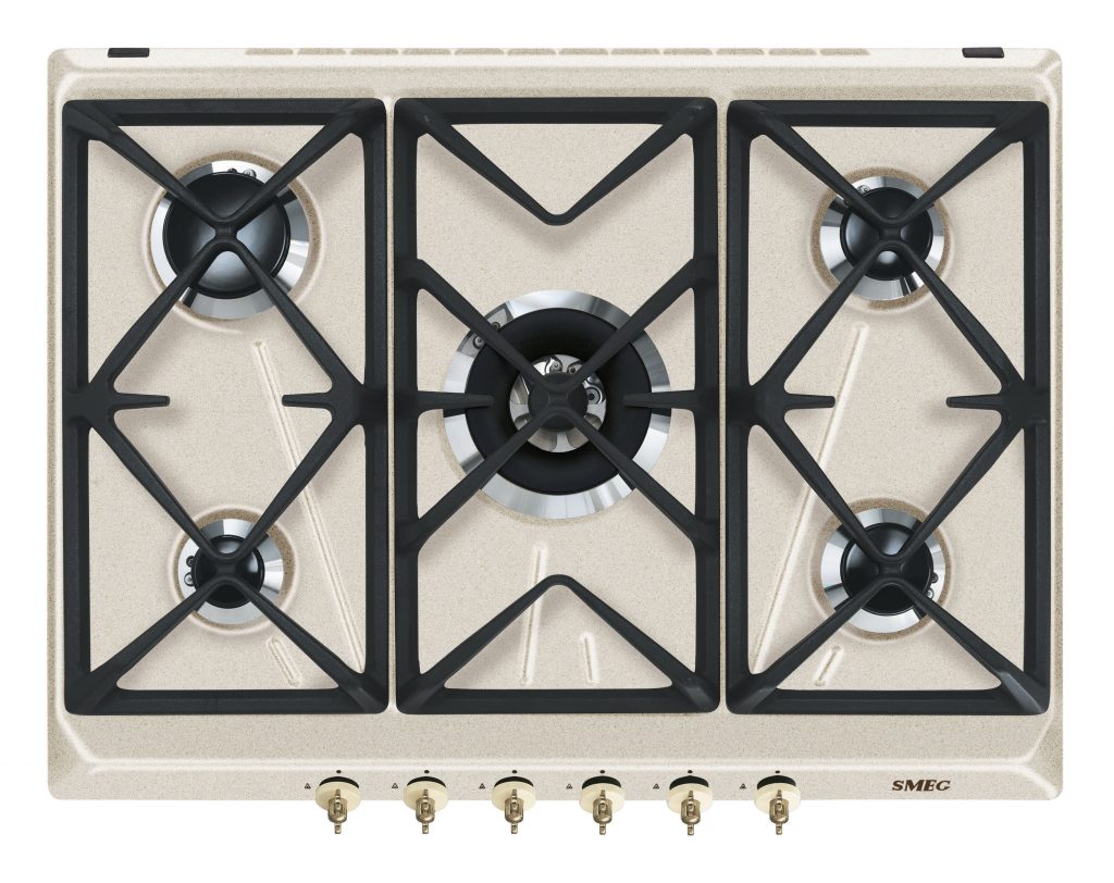 Smeg SRV876AVOGH2 Avena Piano Cottura a Gas 70CM 5 Fuochi con Griglie in Ghisa