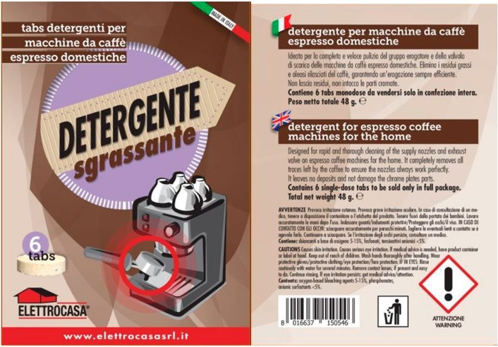 Elettrocasa AS48 Detergente Sgrassante Macchine da Caffe A Modo Mio 6 Caps