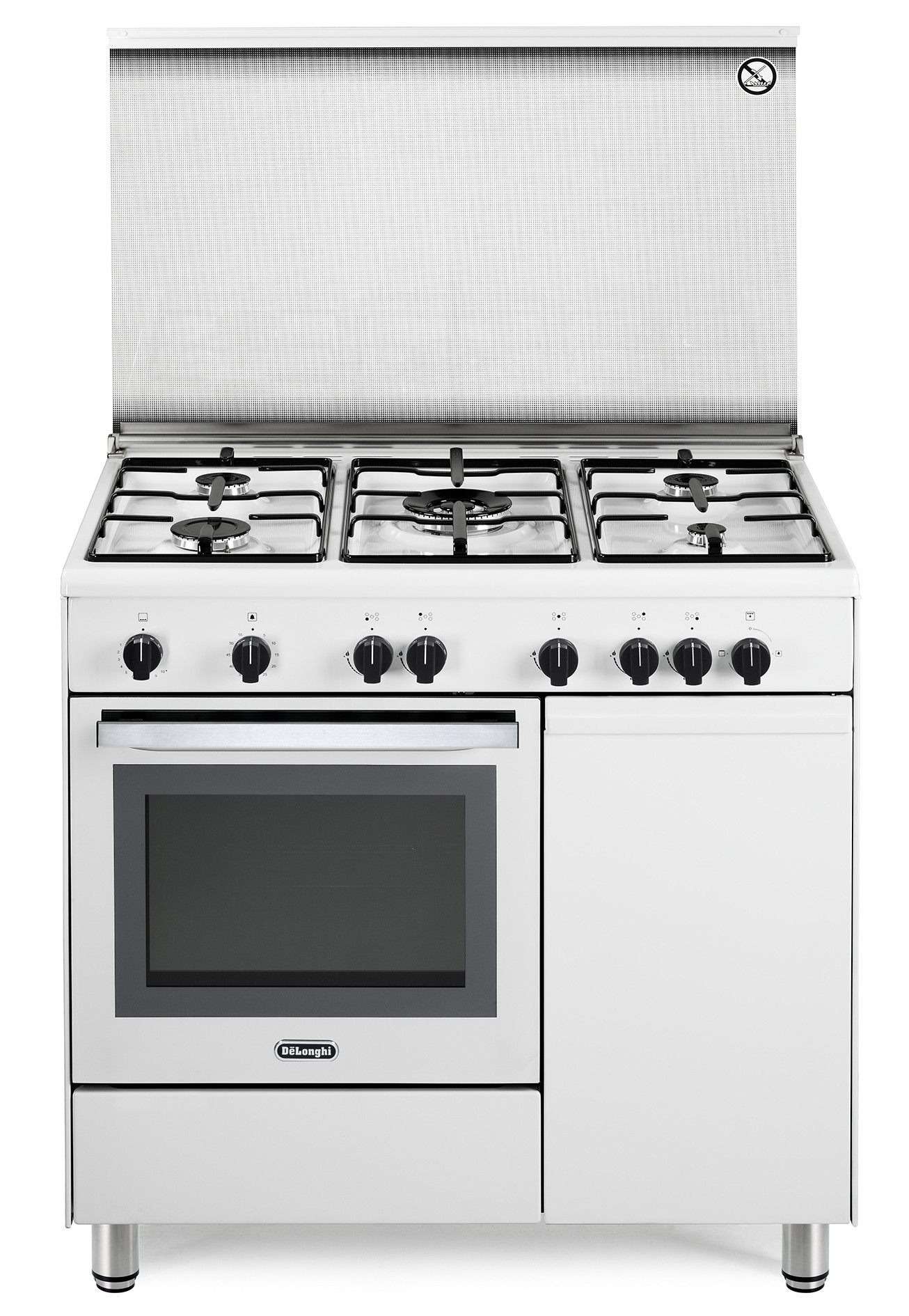 De Longhi DGW96B5 Cucina 90CM 4 Fuochi a Gas Forno a Gas Porta Bombola