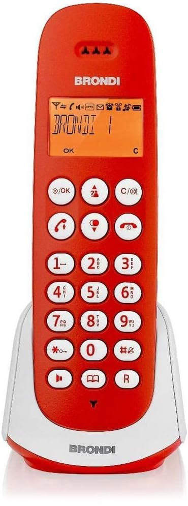 Brondi Adara Rosso Cordless con Vivavoce e 10 Melodie con Volume Regolabile