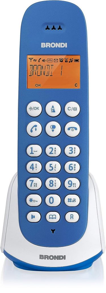 Brondi Adara Azzurro Cordless con Vivavoce e 10 Melodie con Volume Regolabile