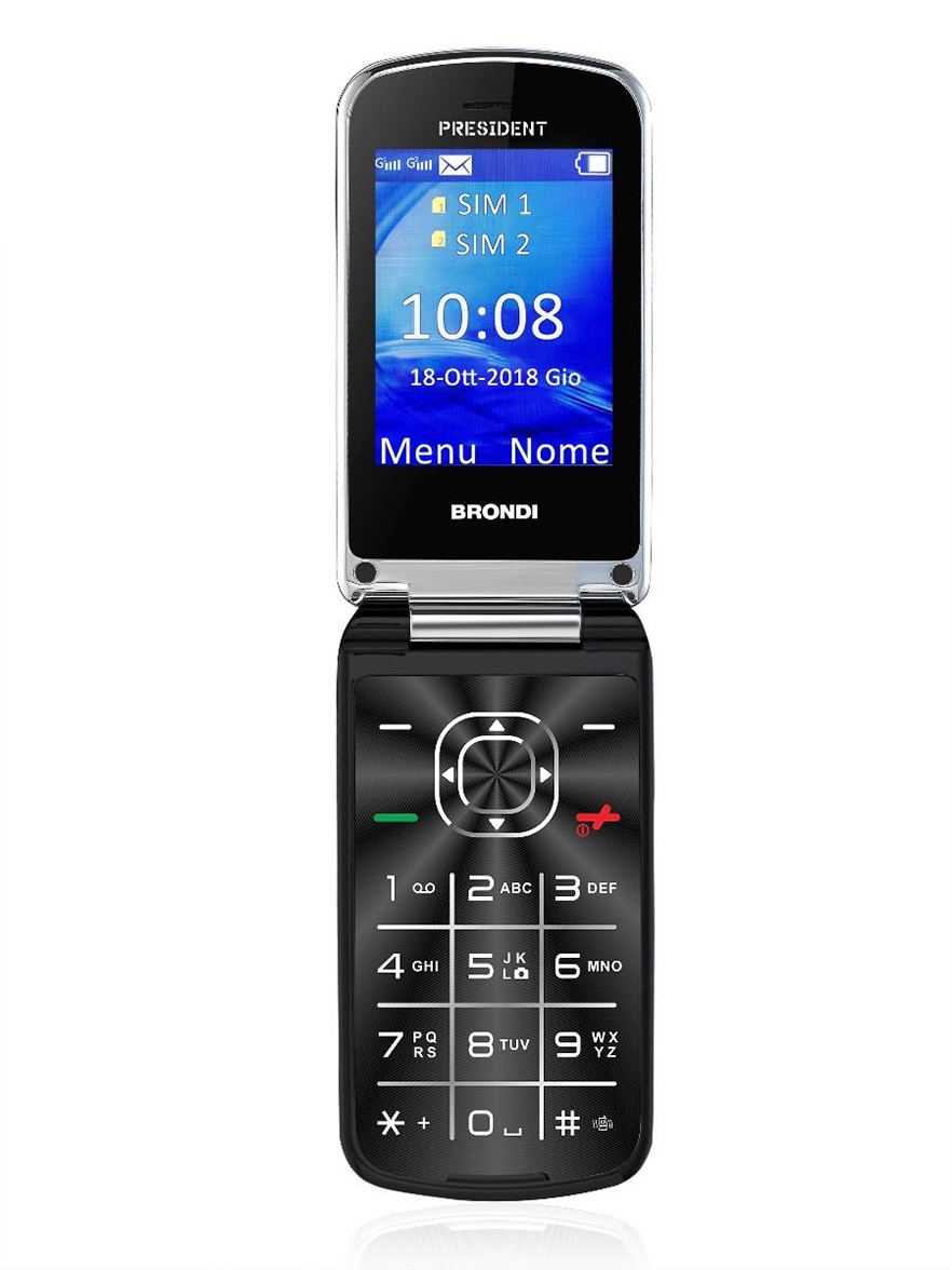 Brondi President Nero Telefono Cellulare a Conchiglia Dual Sim Ultrasottile