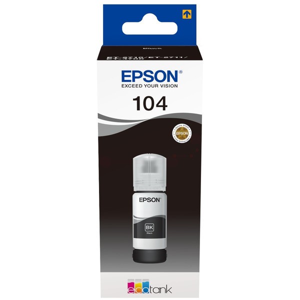 Epson 104 Flacone Inchiostro Nero 65 ML per Stampanti EcoTank