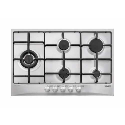 Glem DGP75X Piano Cottura Gas 75CM 5 Fuochi con Griglie in Ghisa