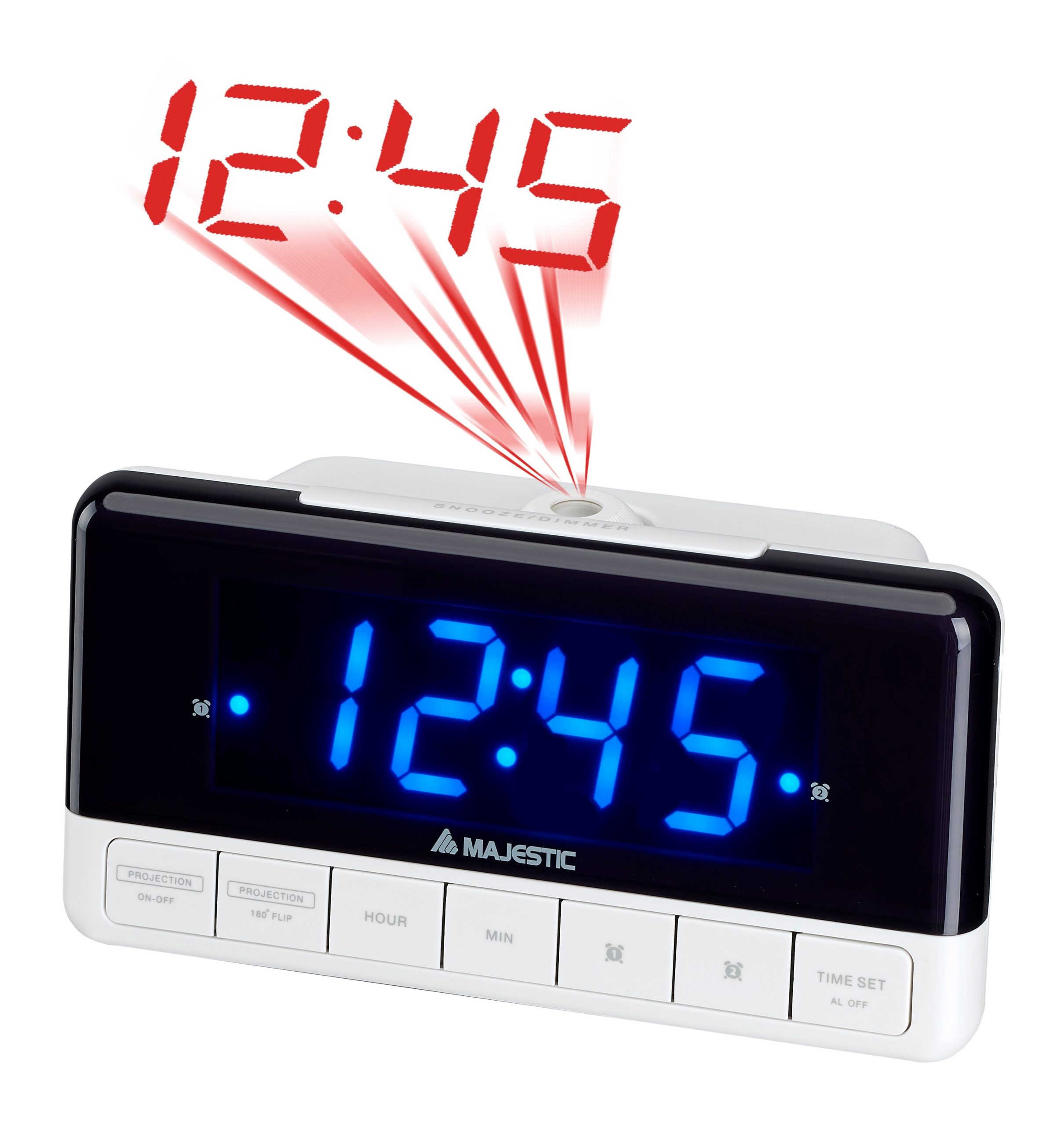 Majestic SVE337P Bianca E200 Orologio Sveglia Digitale con Allarme e Proiezione