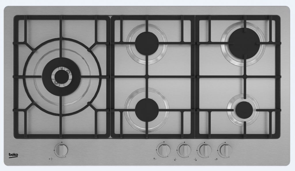 Beko HIML95225SXE Piano Cottura a Gas 90CM 4 Fuochi e 1 Wok Griglie in Ghisa