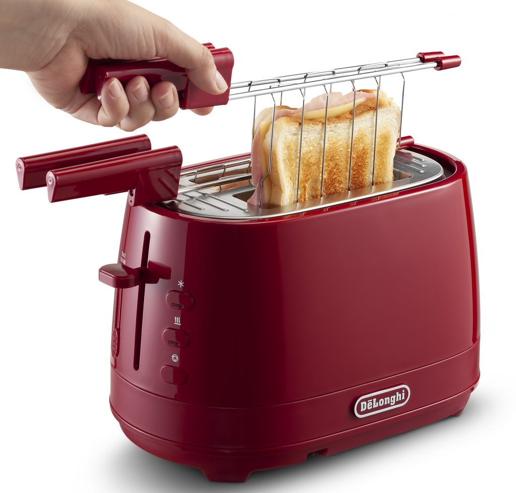 De Longhi CTLAP2203R Rosso Tostapane 2 Pinze 550W 2 Pinze 6 Livelli Cottura
