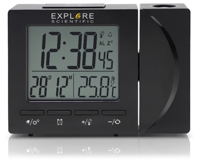 Explore Scientific RDP1001 Nero Orologio Radiocontrollato con Proiezione