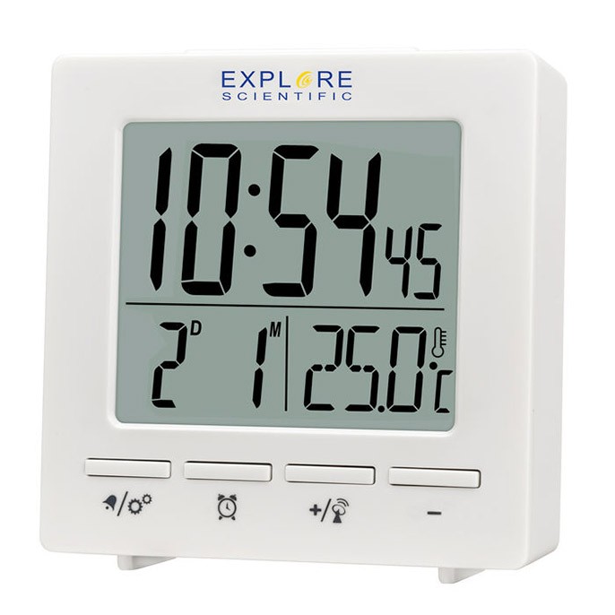 Explore Scientific RDC1005 Bianco Orologio Radiocontrollato con Sveglia