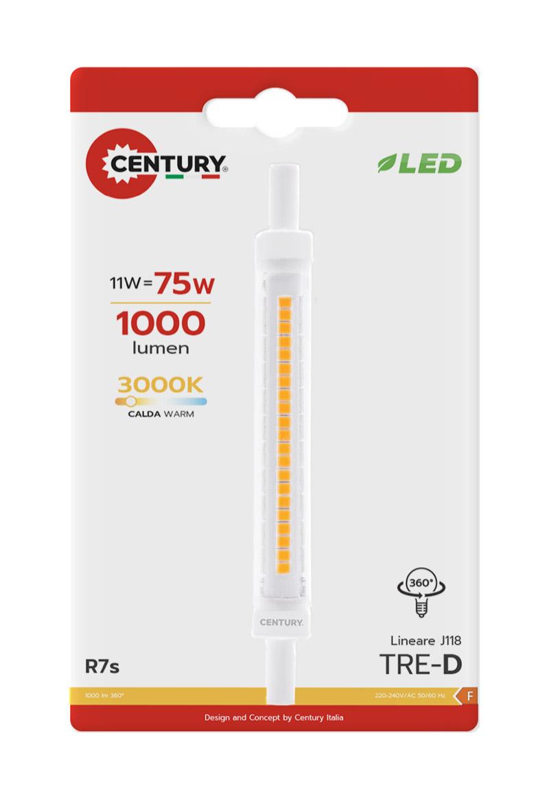 Century TRS0811830BL Lampadina LED 8W R7S 3000K 800LM