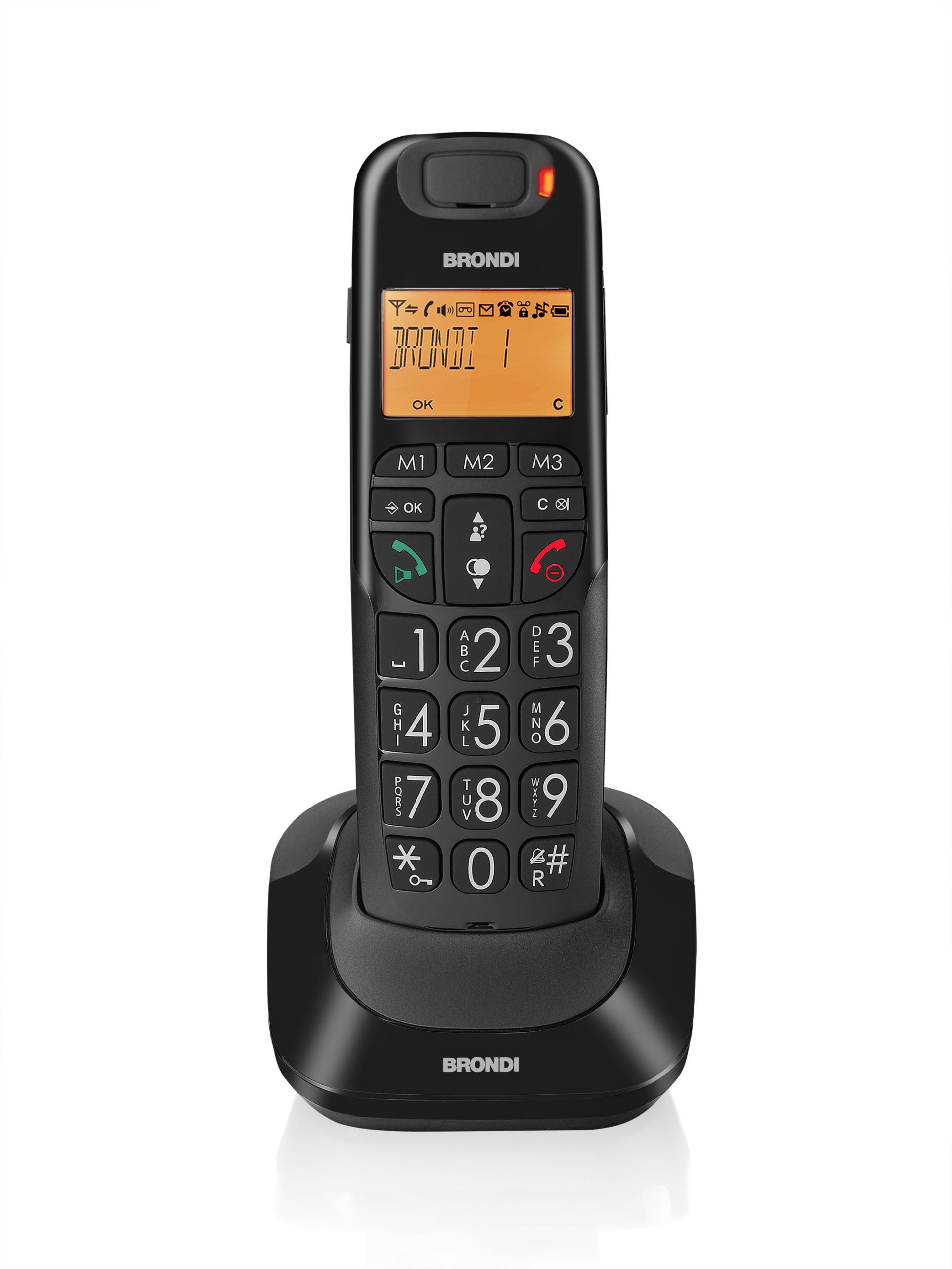 Brondi Bravo Bright Nero Cordless ECO DECT con Vivavoce e Memoria 20 Numeri