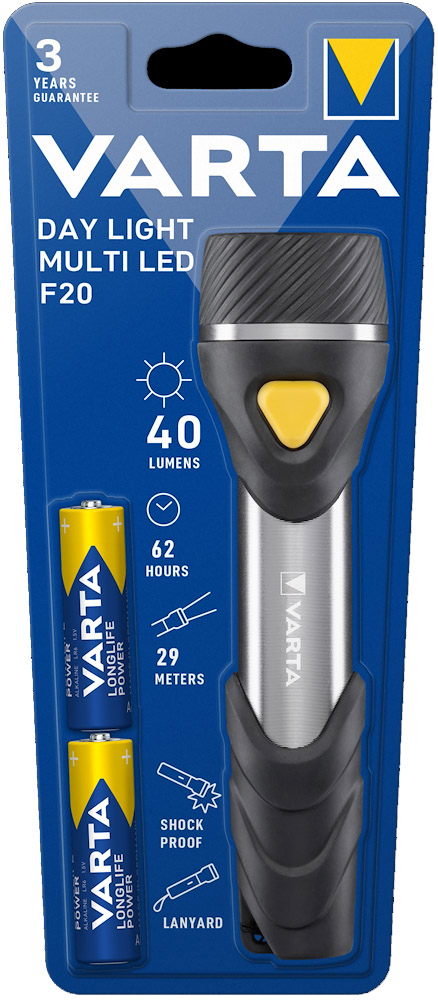 Varta Day Light Multi Led F20 Torcia a Batteria con 2 Batterie AA