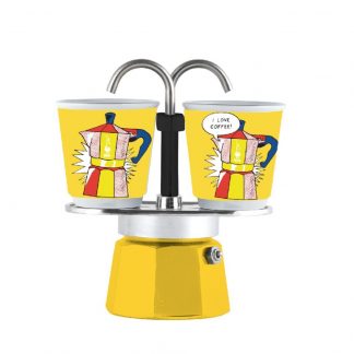 Bialetti Set Mini Express Lichtenstein Caffettiere 2 Tazze con 2 Bicchierini