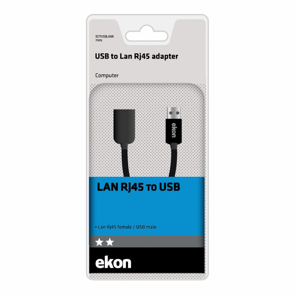 Ekon ECITUSBLANK Nero Adattatore USB a LAN RJ45