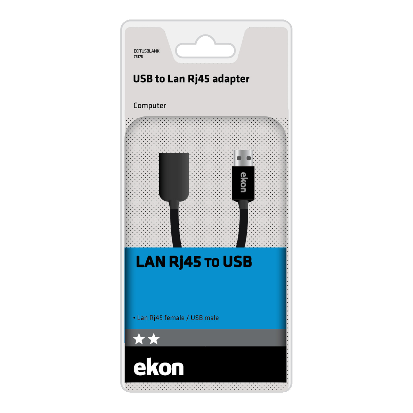 Ekon ECITUSBLANK Nero Adattatore USB a LAN RJ45