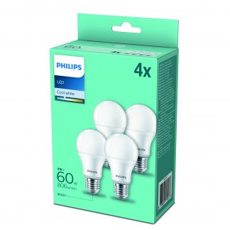 Philips LED60CWSMDISX4 Lampadine Led Goccia 60w E27 4000k 4pz