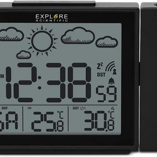 Explore Scientific RPW3009 Nero Orologio con Proiezione Ora e Previsione Tempo