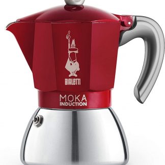 Bialetti Moka Induction Rossa Caffettiera 6 Tazze per Piani ad Induzione