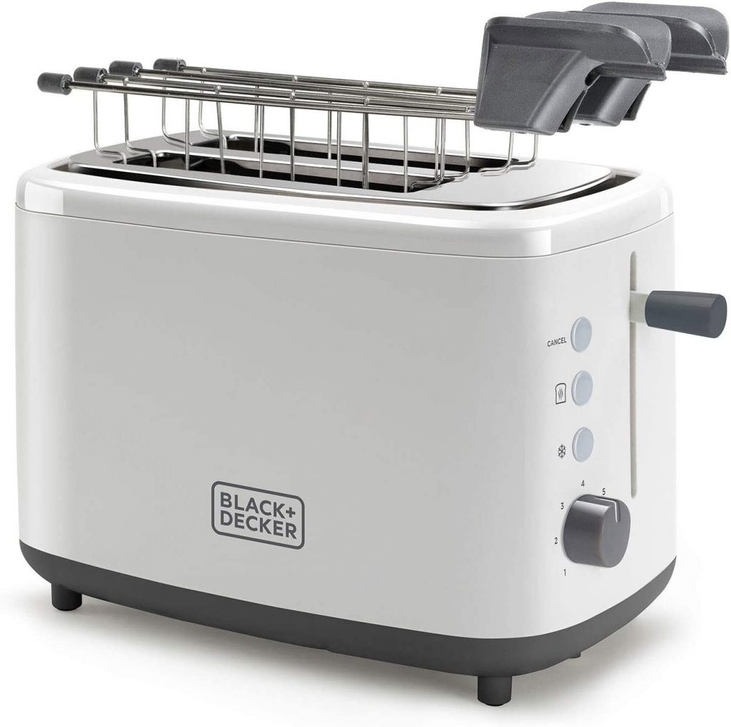 Black Decker BXTOA820E Tostapane Bianco con Pinze 820W