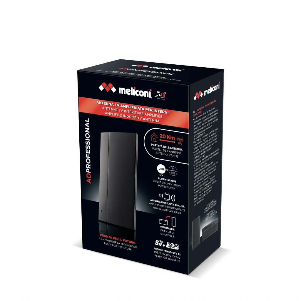 Meliconi AD Professional R1 USB Antenna da Interno 5G e DVB-T2 HEVC