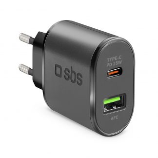SBS TETRPD25W Caricabattarie Nero 25W
