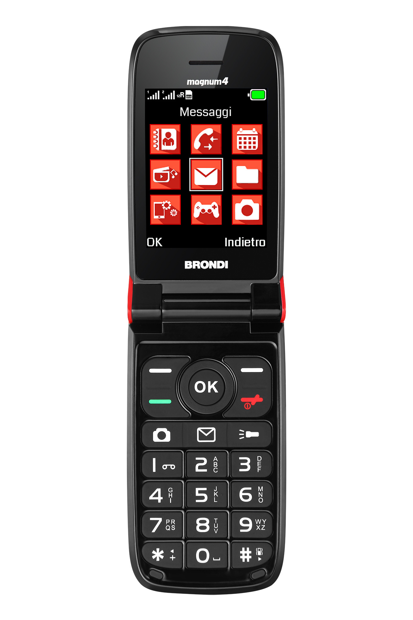 Brondi Magnum 4 Rosso Telefono Cellulare Flip con Tasti Dual Sim